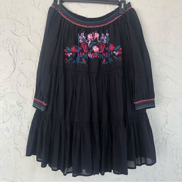 ‎FREE PEOPLE Sunbeam Floral Embroidered Off Shoulder Tiered Boho Dress Si… - Picture 4 of 11